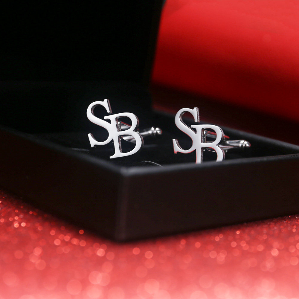 Men'S Grooming For Wedding - Tangula Custom Initials Cufflinks สแตนเลสบุรุษตัวอักษร Cufflinks