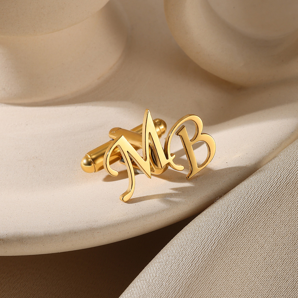 Men'S Grooming For Wedding - ที่กําหนดเองจดหมายเริ่มต้น Cufflinks สําหรับผู้ชายสีสแตนเลสสตีล Cufflinks เจ้าบ่าวเสื้อสวมใส่เครื่องประดับงานแต่งงานของขวัญ