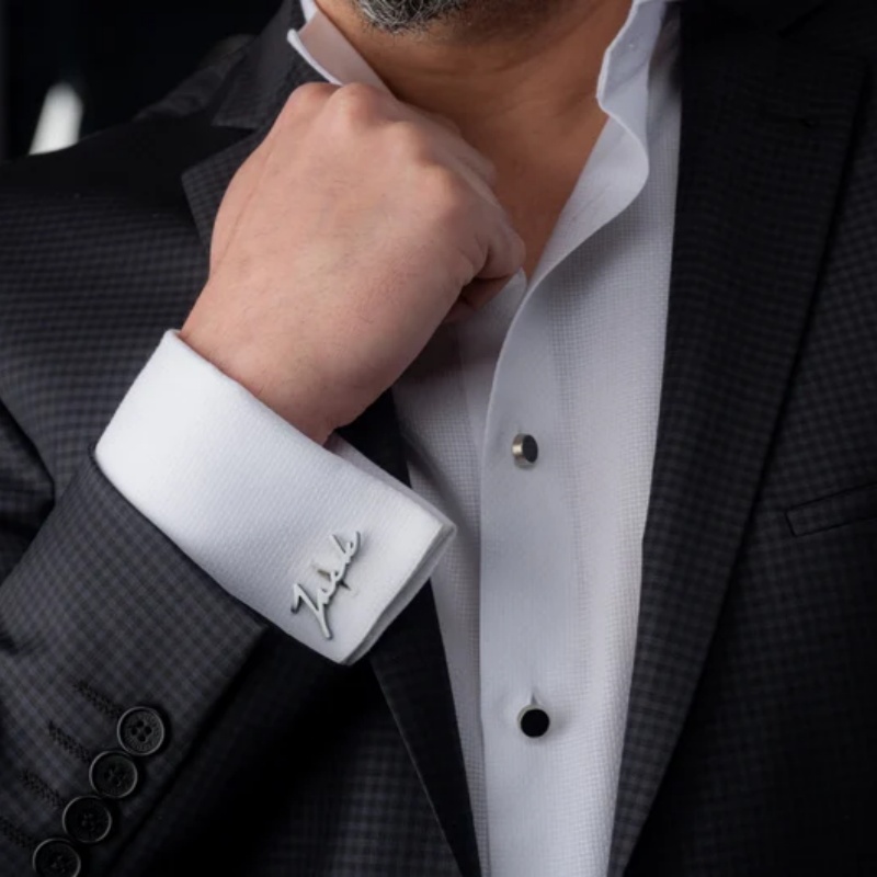 กระดุมข้อมือสลักชื่อแบบกำหนดเอ - Men'S Grooming For Wedding บทวิจารณ์และราคา
